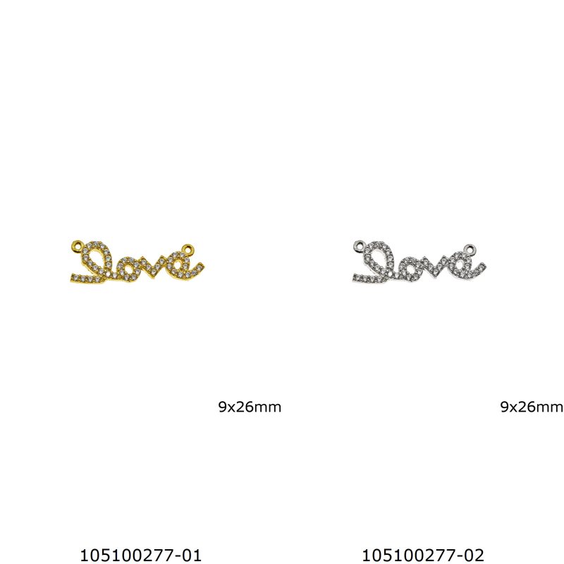 Silver 925 Spacer "Love" with Zircon 9x26mm