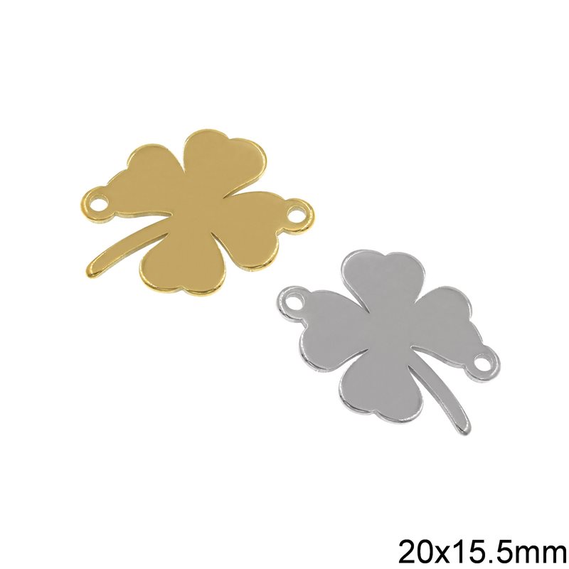 Stainless Steel Spacer Four-Leaf Clover 20x15.5mm