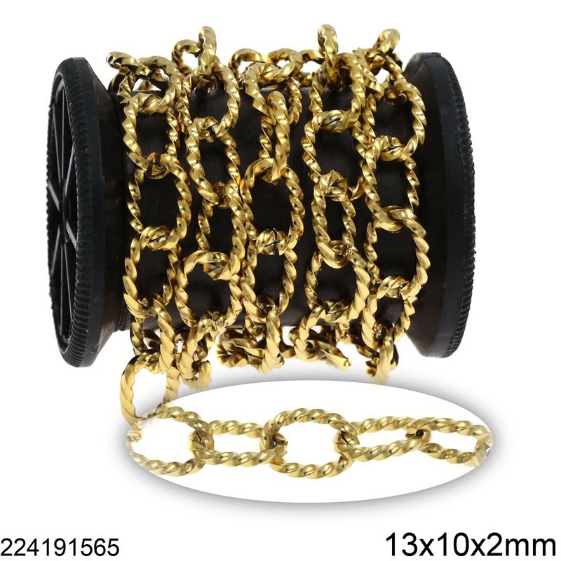 Stainless Steel Oval Twisted Link Chain 13x10x2mm