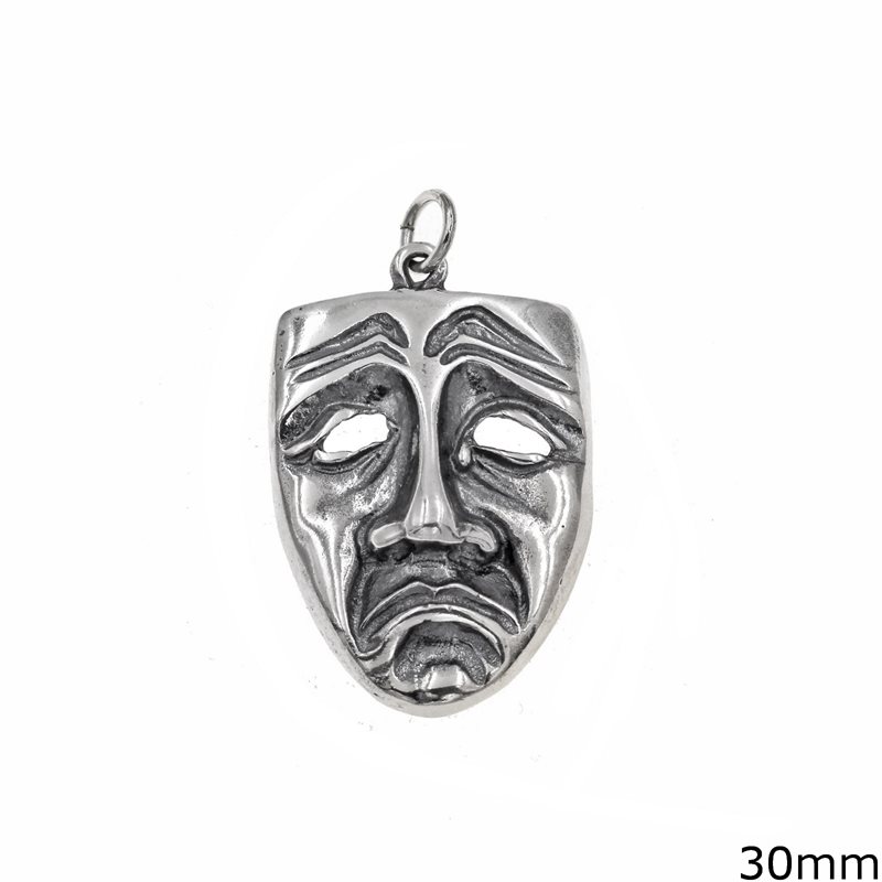 Silver 925 Pendant Greek Theatre Mask 30mm