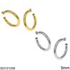 Stainless Steel Stud Hoop Earrings 5mm