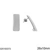 Stainless Steel Rectangular Earring Stud with Ring 26x10mm