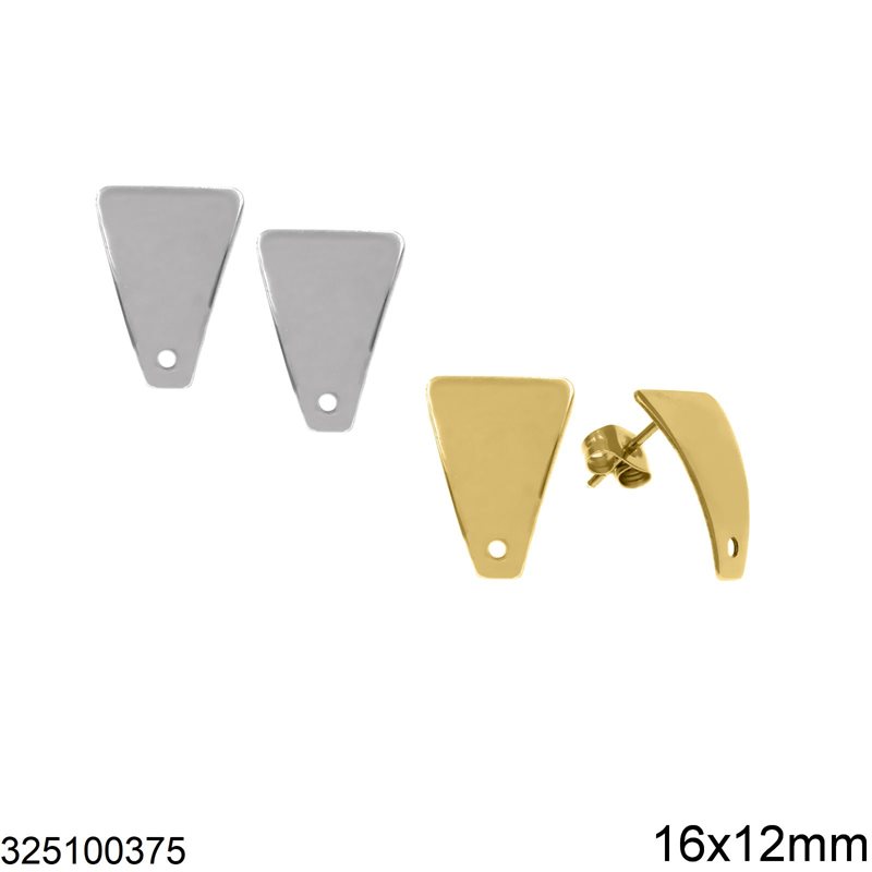 Stainless Steel Triangle Earring Stud with Hole 16x12mm