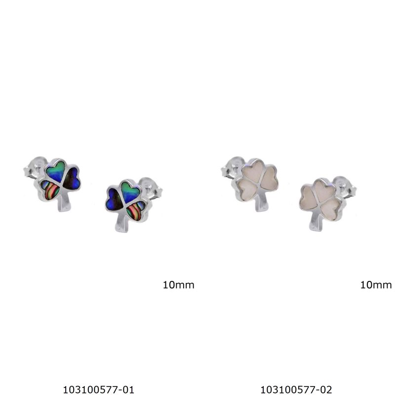 Σκουλαρίκια Ασημένια 925 Τριφύλλι με Ημιπολύτιμες Πέτρες 10mm