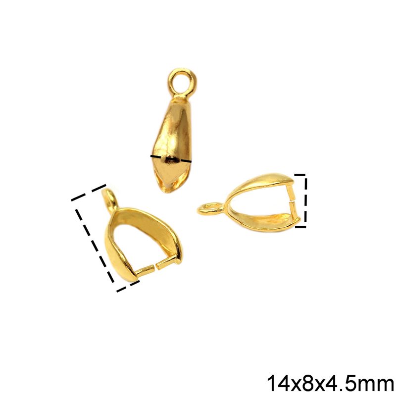 Brass Pinch Pendant Bail 14x8x4.5mm