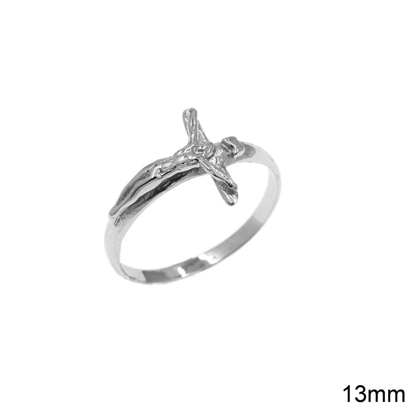Silver 925 Ring with Crucified Jesus 13mm