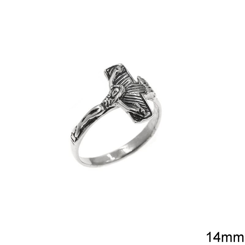 Δαχτυλίδι Ασημένιο 925 με Εσταυρωμένο 14mm,  Οξυντέ 