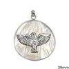 Siver 925 Pendant Disk with Mop-shell and Eagle 39mm