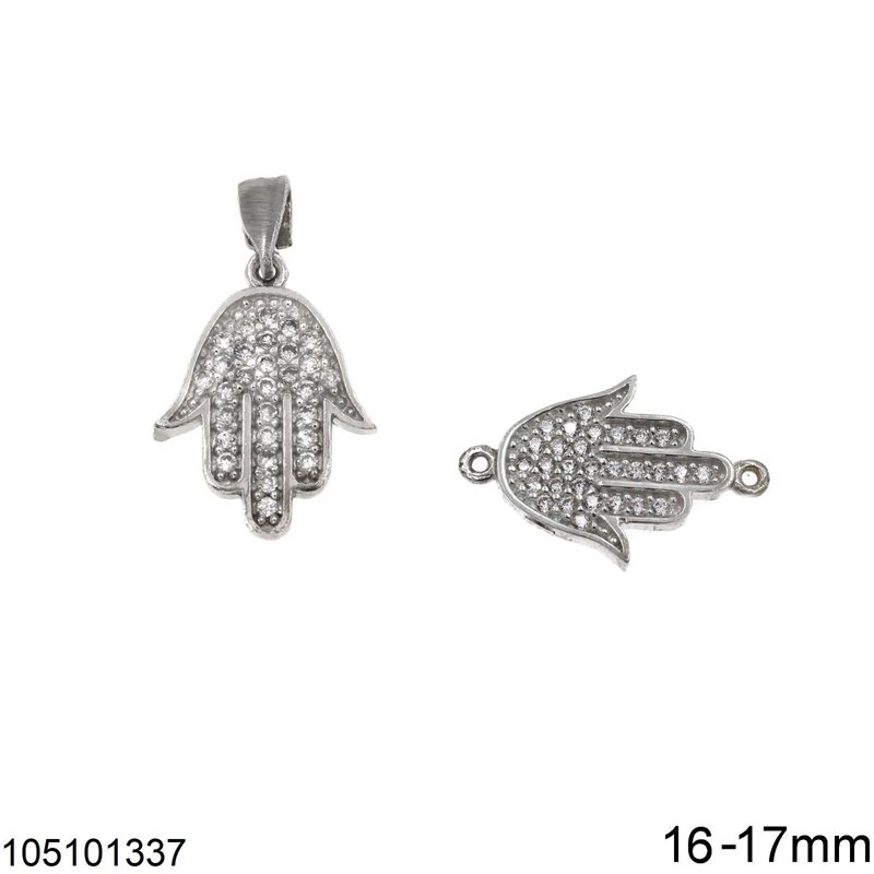 Silver 925 Pendant Hamsa with Zircon 17mm
