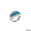 Silver 925 Ring with Turquoise Stone and Zircon 14mm