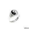 Silver 925 Ring Yin Yang 12-15mm