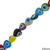 Glass Puffy Heart Bead with Evil Eye 12-15mm