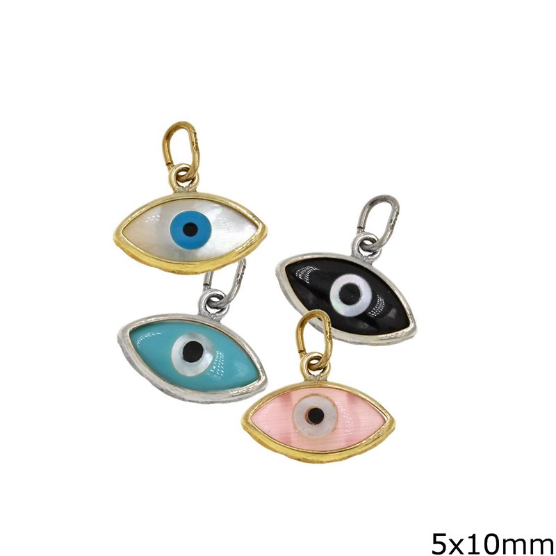 Gold Pendant Evil Eye with Semi Precious Stones 5x10mm K14 0.3gr