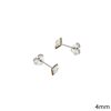Silver 925 Earrings with Square Rhinestone 4mm