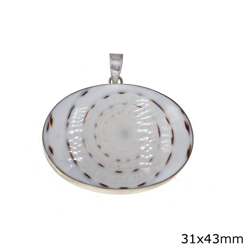 Silver 925 Oval Pendant with Shiva's Eye 31x43mm
