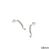 Silver 925 Curved Earrings with Rhinestones 18mm