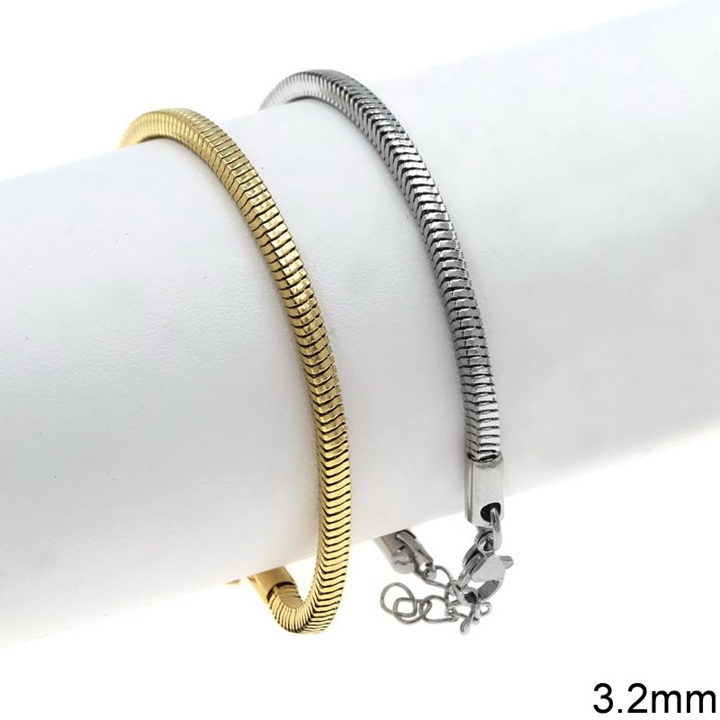 Stainless Steel Square Snake Chain Bracelet 3.2mm