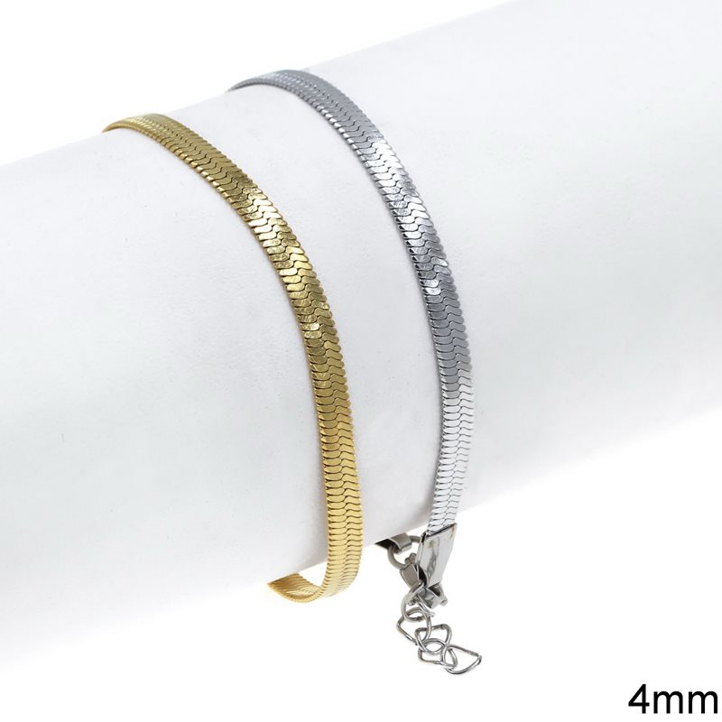 Stainless Steel Herringbone Chain Bracelet 4mm