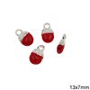 Casting Pendant Acorn with Enamel Two-sided 13x7mm, Red Silver Plated