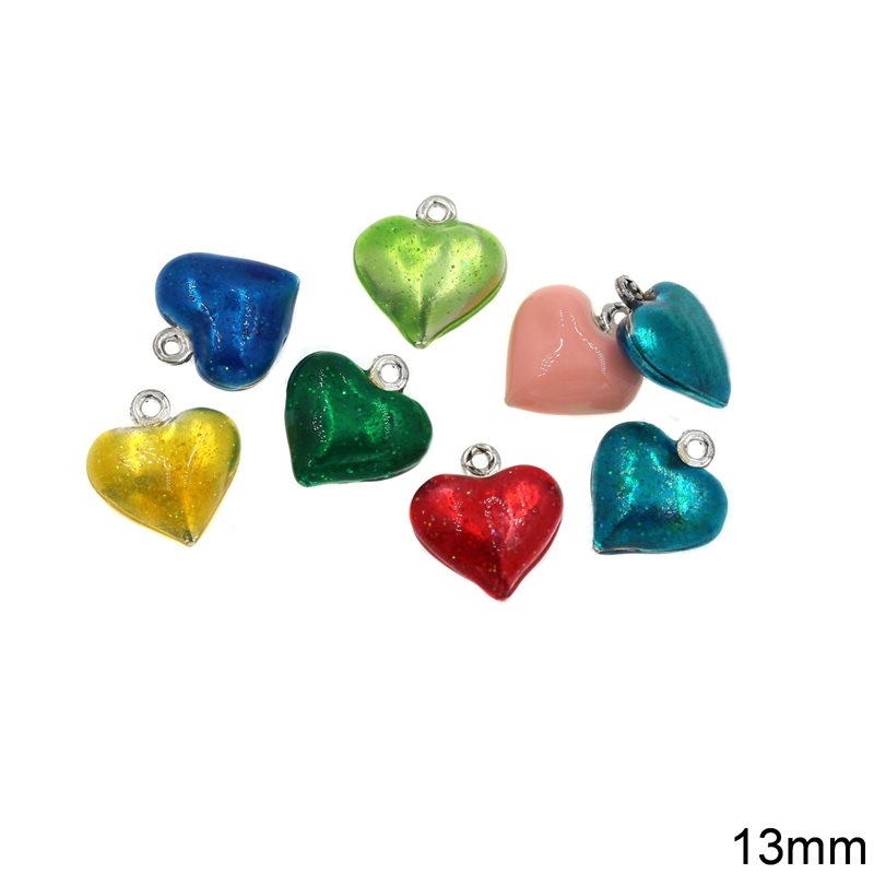 Casting Pendant Heart with Enamel Two-Sided Hollow 13mm