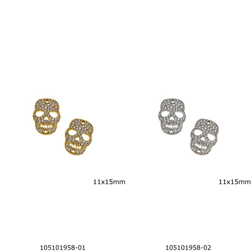 Silver 925 Spacer Skull with Zircon 11x15mm
