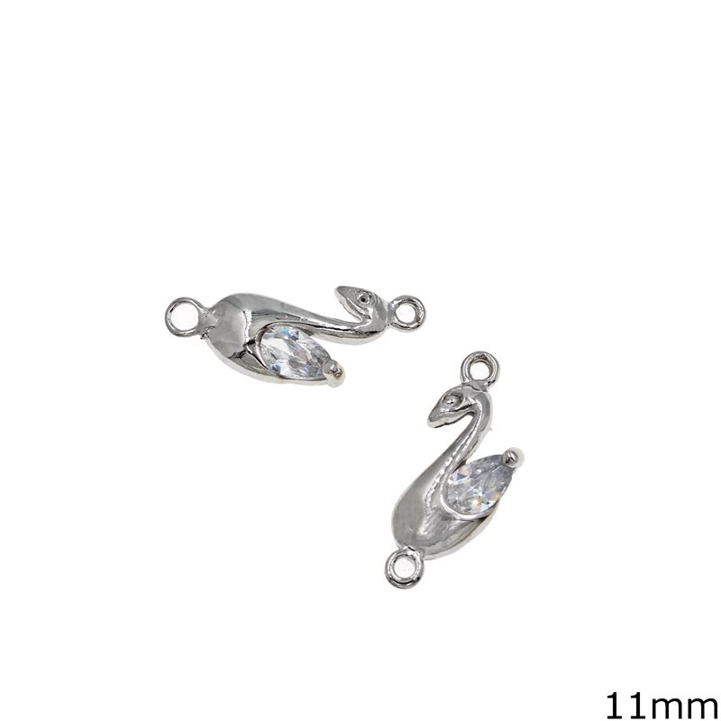 Silver 925 Spacer Swan with Zircon 11mm