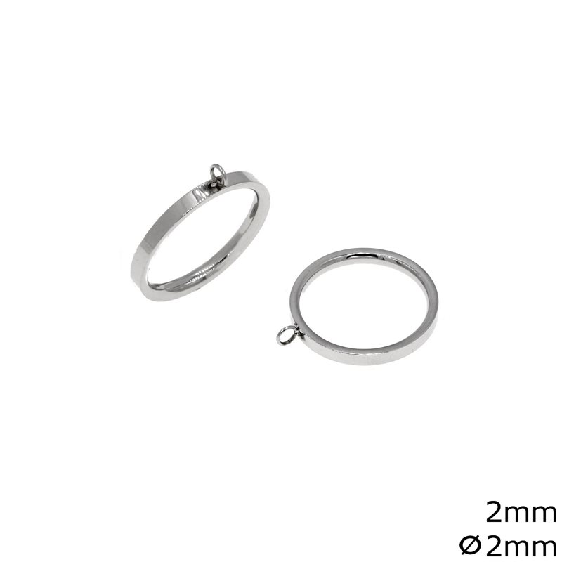 Stainelss Steel Ring Base 2mm with Loop, Hole 2mm