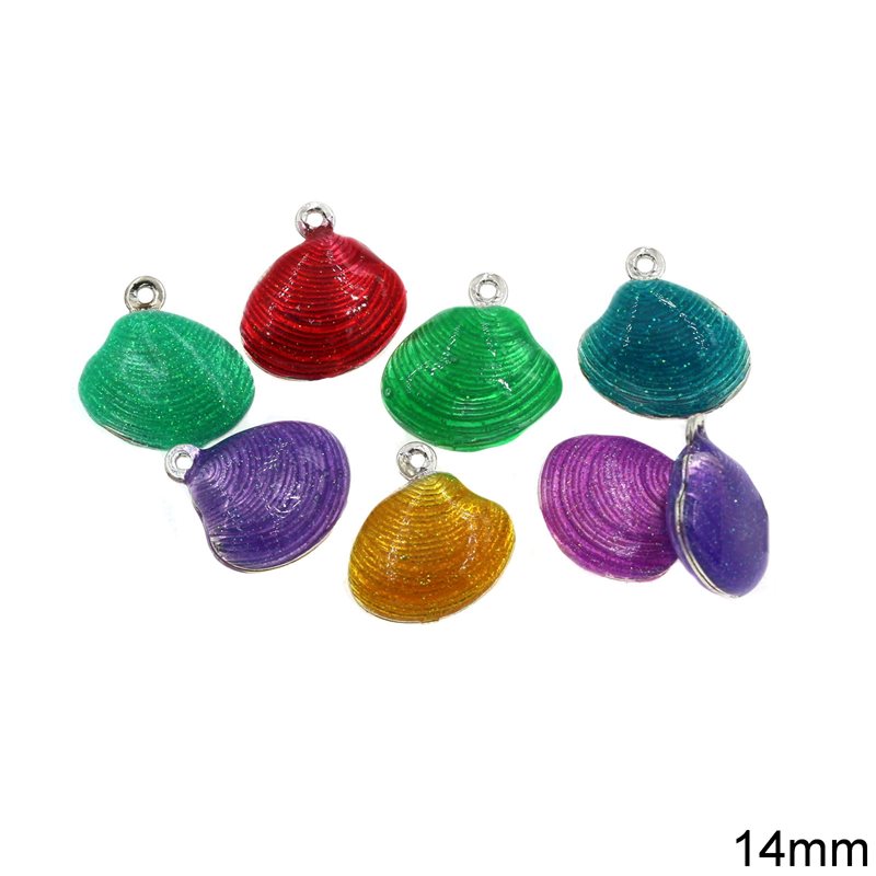 Casting Pendant Shell with Enamel Two-Sided Hollow 14mm