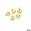 Casting Pendant Peace Symbol with Enamel Two-Sided 8mm