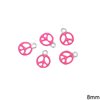 Casting Pendant Peace Symbol with Enamel Two-Sided 8mm
