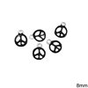 Casting Pendant Peace Symbol with Enamel Two-Sided 8mm