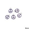 Casting Pendant Peace Symbol with Enamel Two-Sided 8mm
