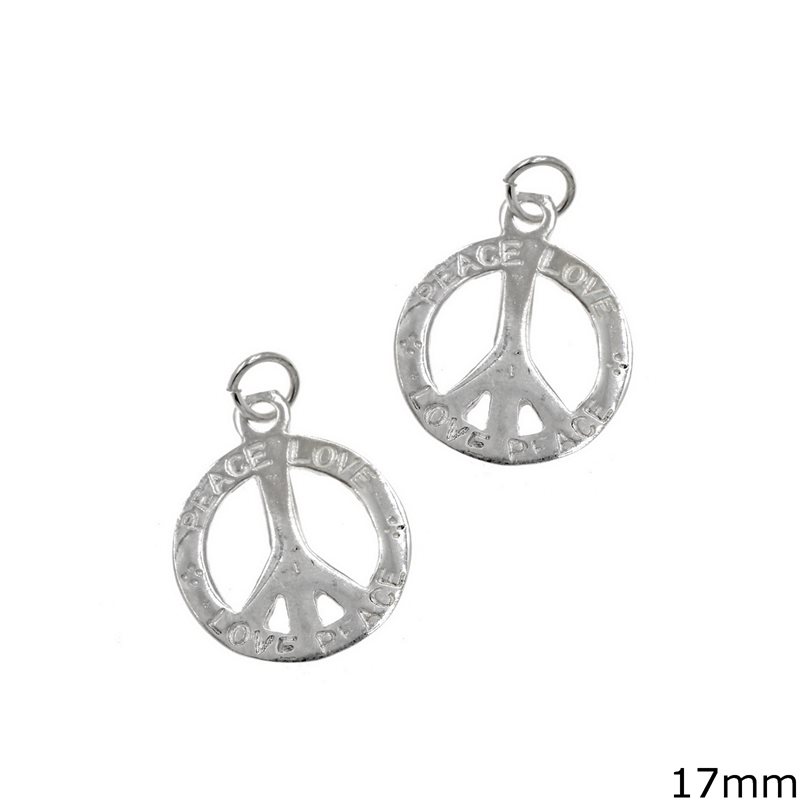 Silver 925 Pendant Peace Sign 17mm