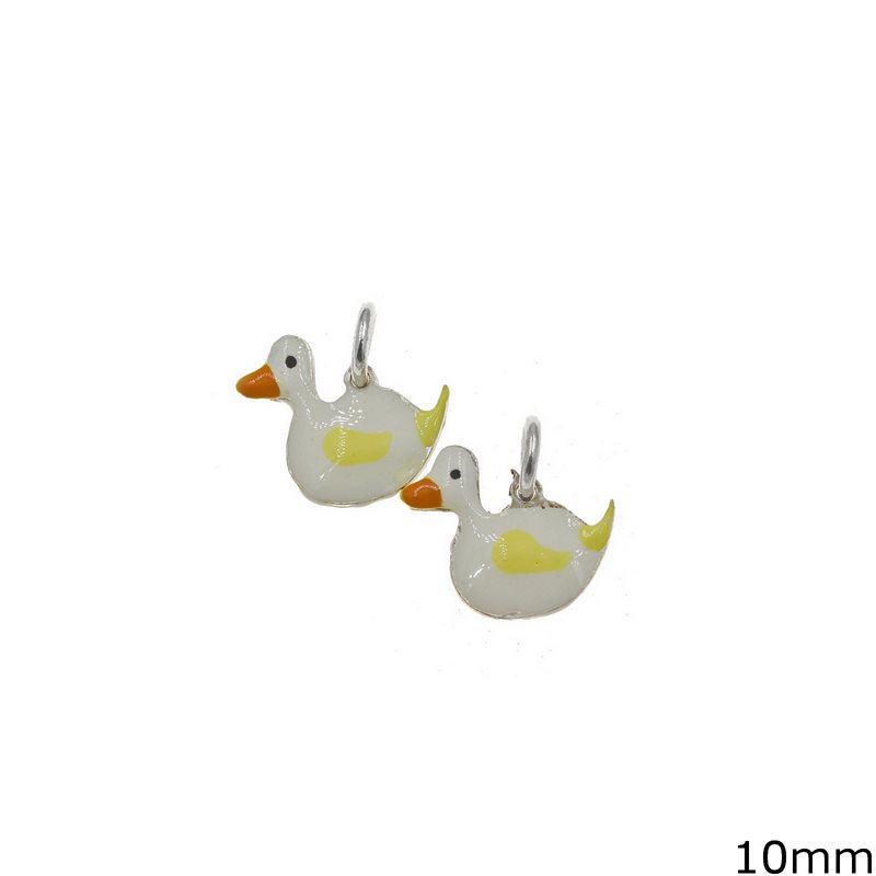 Silver 925 Pendant Bold Duck with Enamel 10mm