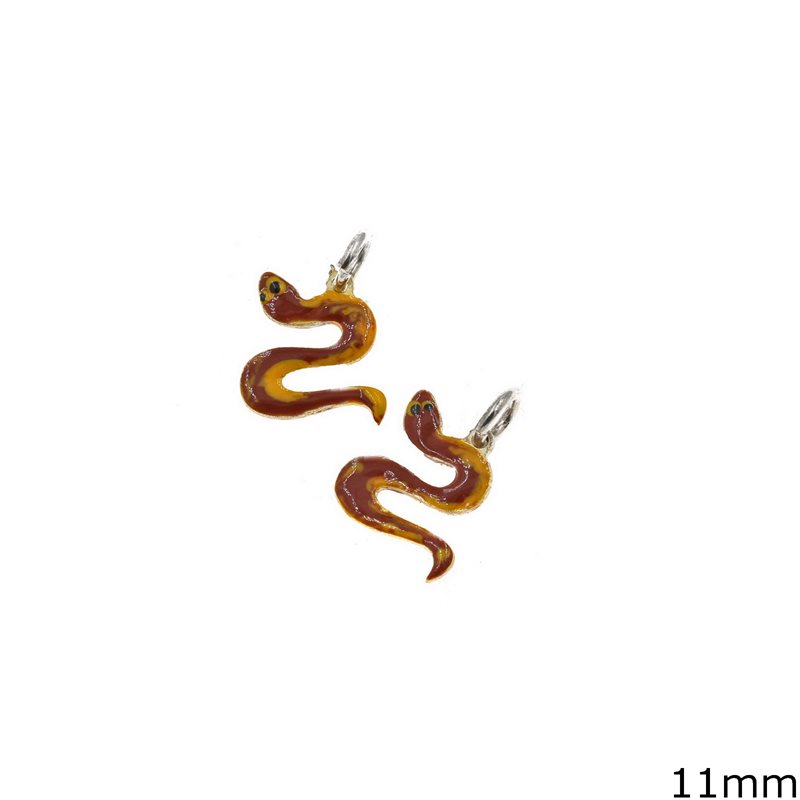 Μενταγιόν Ασημένιο 925 Φίδι με Σμάλτο 11mm