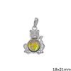 Silver 925 Pendant Cat withSemi Precious Stone 18x21mm