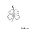 Stainless Steel Pendant Four-Leaf Clover 28x24mm