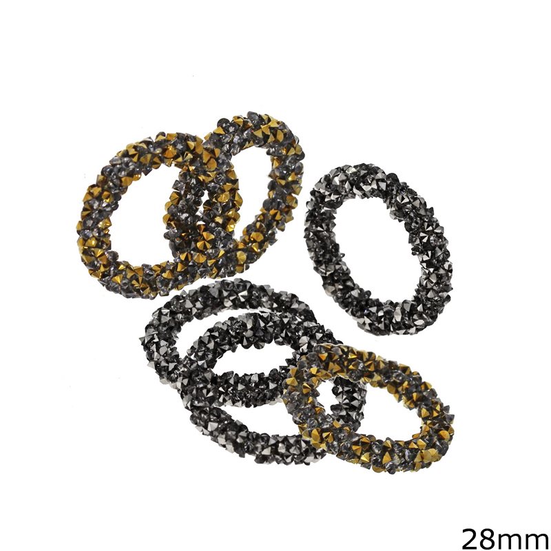 Plastic Outline Style Hoop with Shamballa and Rhinestones 28mm