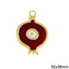 New Years Lucky Charm Pomegranate with Enamel 50x36mm