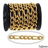 Aluminium Figaro Chain 7x2mm, Gold color