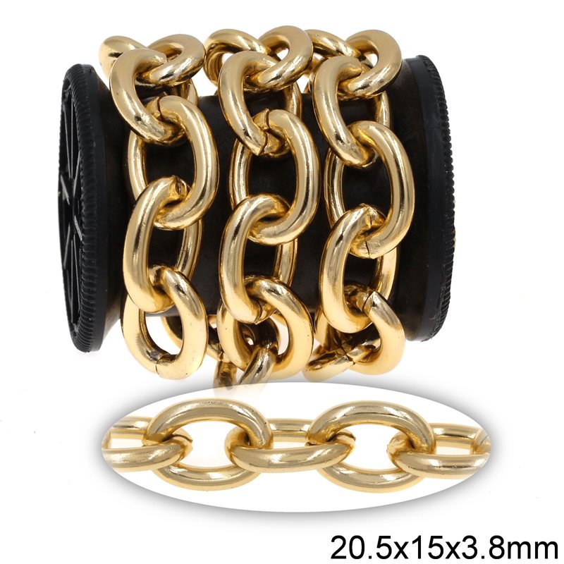 Aluminium Oval Link Chain 20.5x15x3.8mm, Gold color