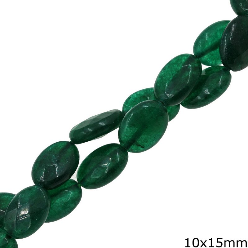Jade Oval Faceted Beads 10x15mm