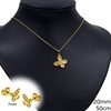 Stainless Steel Set of Earrings 7mm Necklace with Double Butterfly 20mm, 50cm, Gold