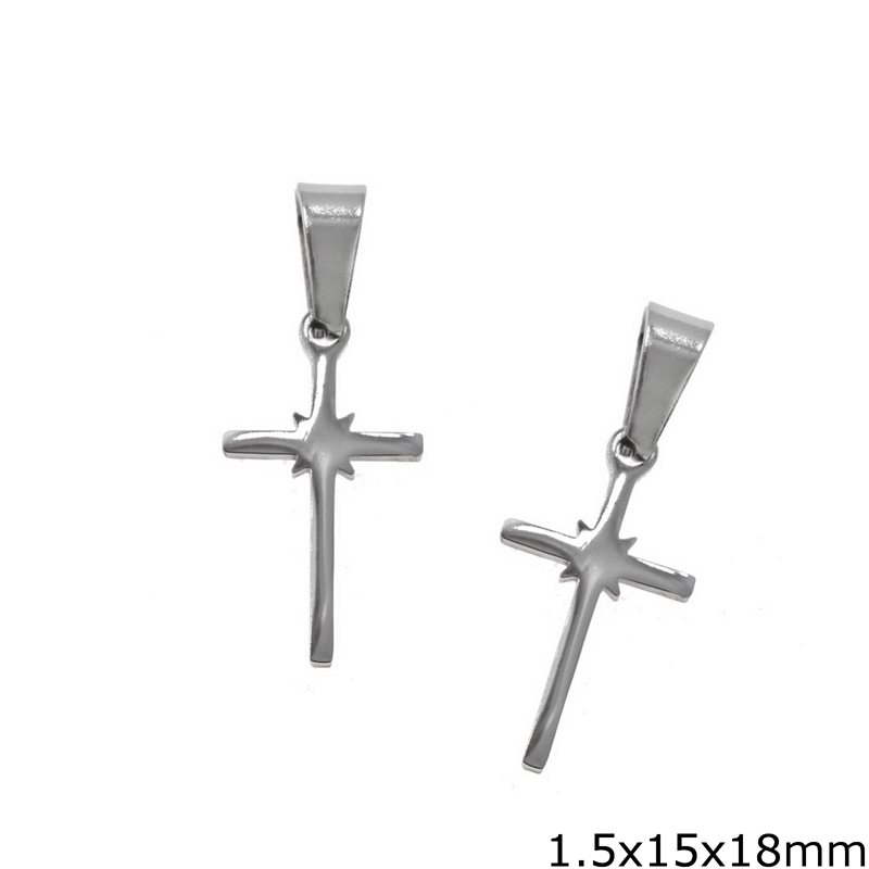 Stainless Steel Pendant Cross 1.5x15x18mm