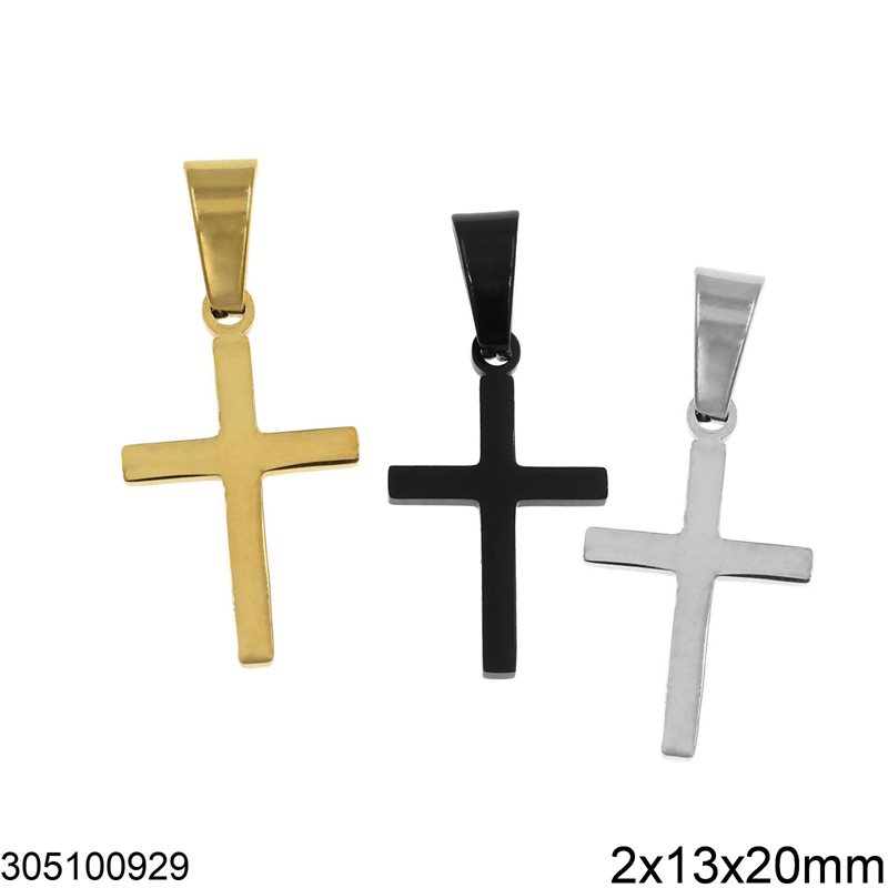 Stainless Steel Pendant Cross 2x13x20mm