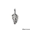 Silver 925 Pendant Feather Oxyde 20x11mm