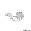 Silver 925 Spacer Branch with Flower and Butterfly 15x26mm