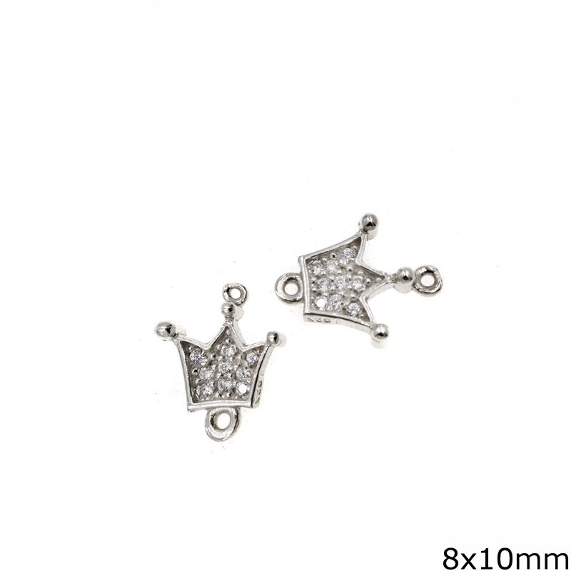Silver 925 Spacer Crown with Zircon 8x10mm