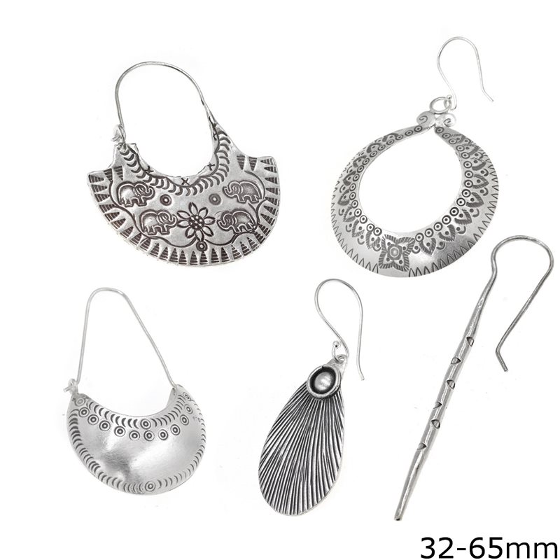 Silver 925 Handmade Earrings in Various Designs 32-65mm