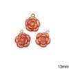 Casting Pendant Flower with Enamel Two-Sided Hollow 13mm